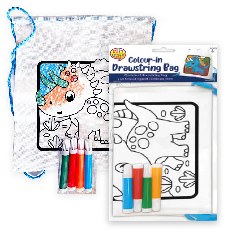 Dinosaur Colour In Drawstring Bag Kit