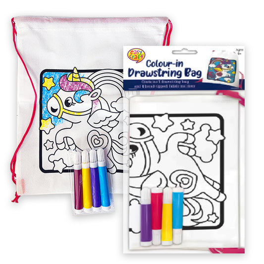 Unicorn Colour In Drawstring Bag Kit