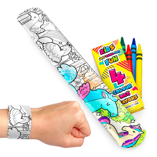 Unicorn Colour In Slap Bracelet ( + Crayons )