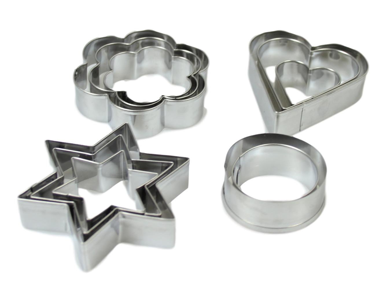 Metal Baking Cookie Cutters Moulds Pack of 12 Assorted Shapes 5205