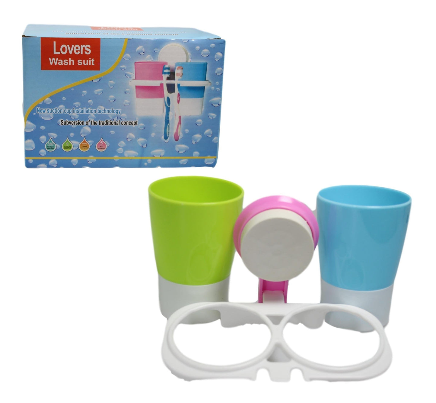 Bathroom Suction Complete Toiletry Care Cup Holder Suction Multi Coloured 5194