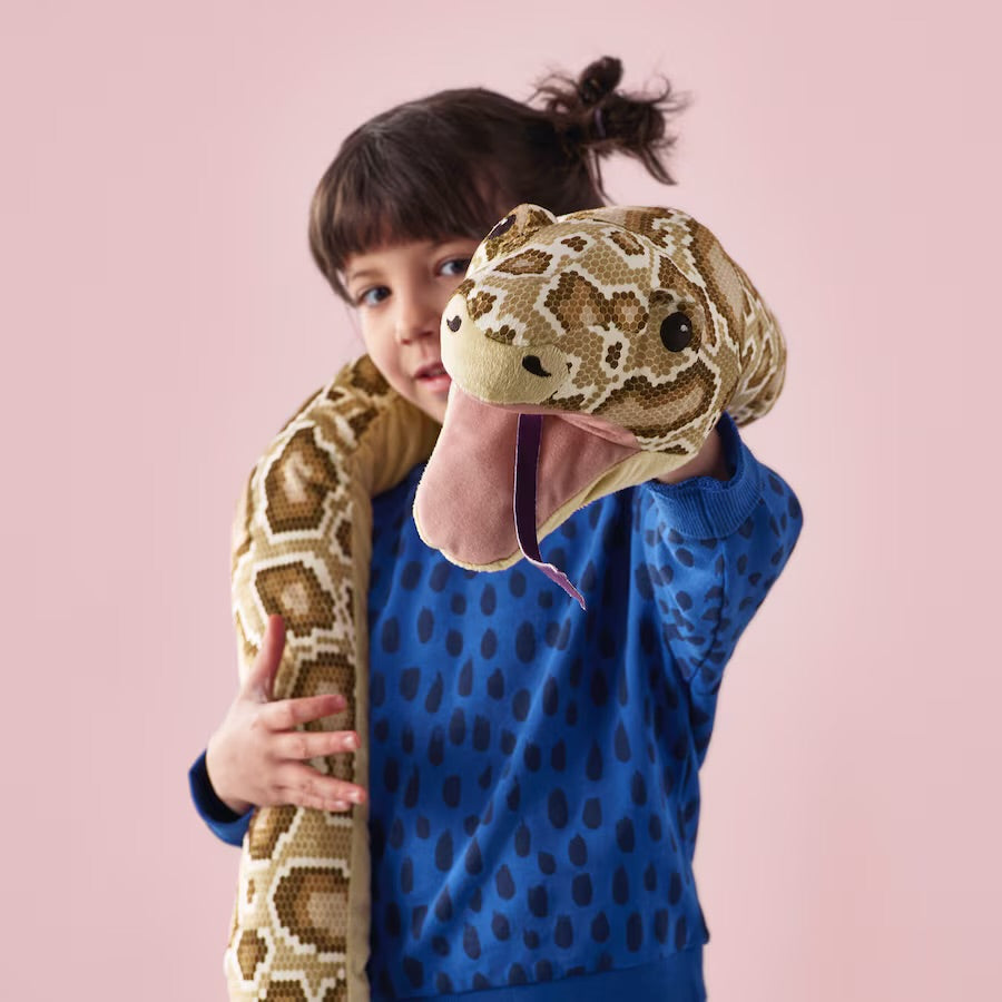 Large Snake Burmese Python Plush Soft Stuffed Toy with Puppet Head