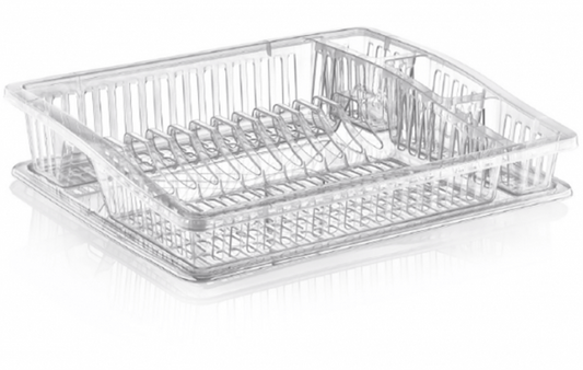 Transparent Step Dish Drainer Rack With Tray