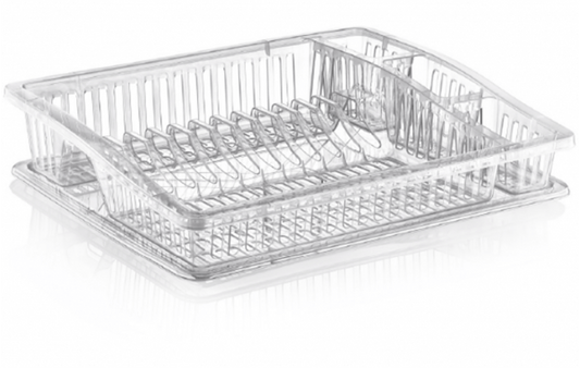 Transparent Step Dish Cutlery Cup Glass Drainer With Tray 07106 A