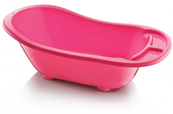 Plastic Baby Bath With Drain Assorted Colours