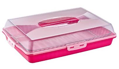 Plastic Cake Pastry Party Brownie Tray Storage Carry Box With Cover 45 X 30 X 10 Cm Assorted Colours