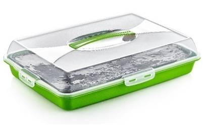 Plastic Cake Pastry Party Brownie Tray Storage Carry Box With Cover 45 X 30 X 10 Cm Assorted Colours