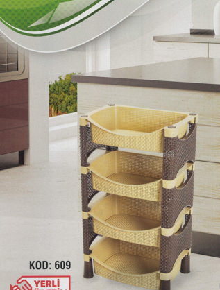 Balamir 4 Tier Plastic Kitchen Vegetable Fruit Storage Rack Assorted Colours D609