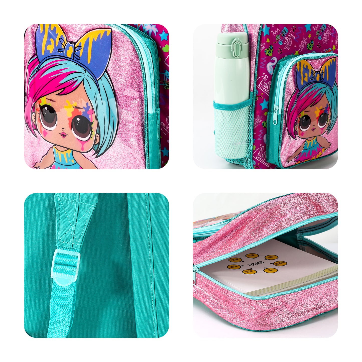 LOL Style Backpack Kids Deluxe Rucksack with Zips & Adjustable Straps