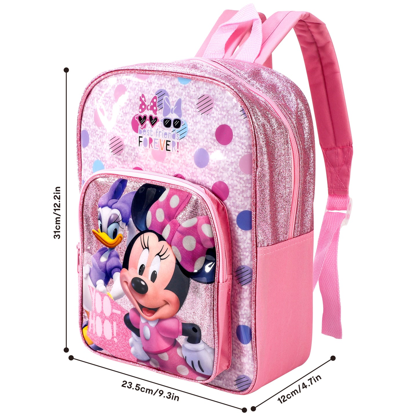 Minnie Best Friends Forever Style Backpack Kids Deluxe Rucksack with Zips & Adjustable Straps