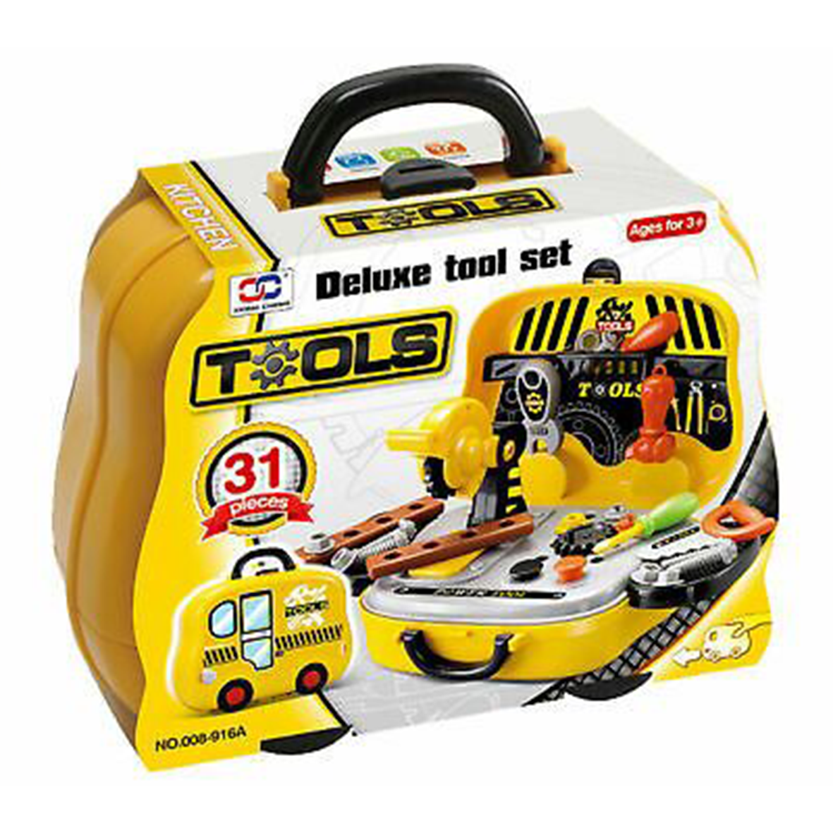 Deluxe Tool Set Complete Set Pretend Play Tool Box Carry Case - 31 Pieces