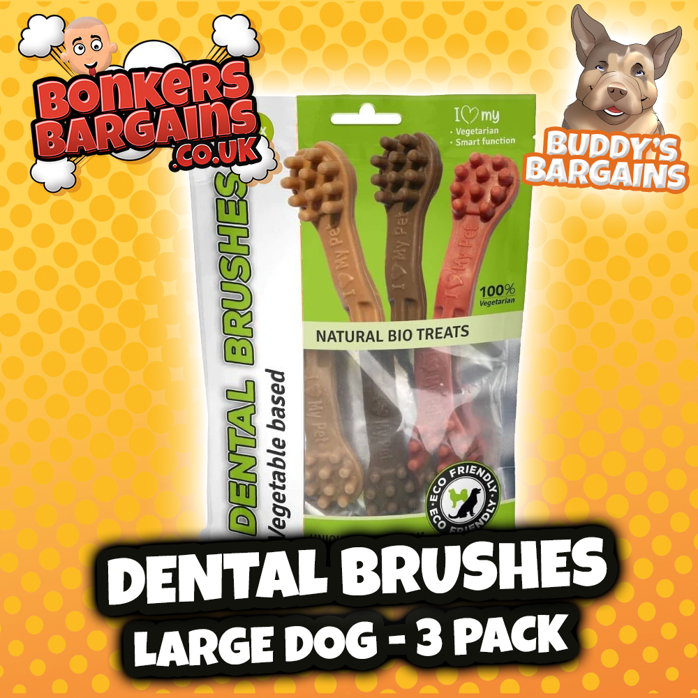 Pet Dog Treats Dental Toothbrush Large Dogs 3 Pack 74939 (Parcel Rate)