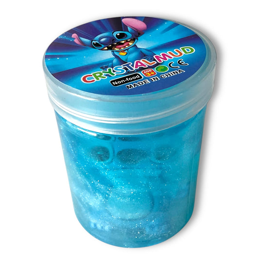 Stitch Style Blue Crystal Mud Glitter Slime Pot with Mini Figure Inside