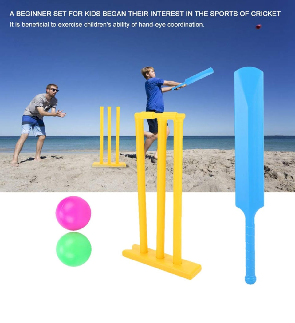 Cricket Gift Set Cricket Equipment Beach Wicket Stand with Plastic Bat & Accessories for Boys and Girls