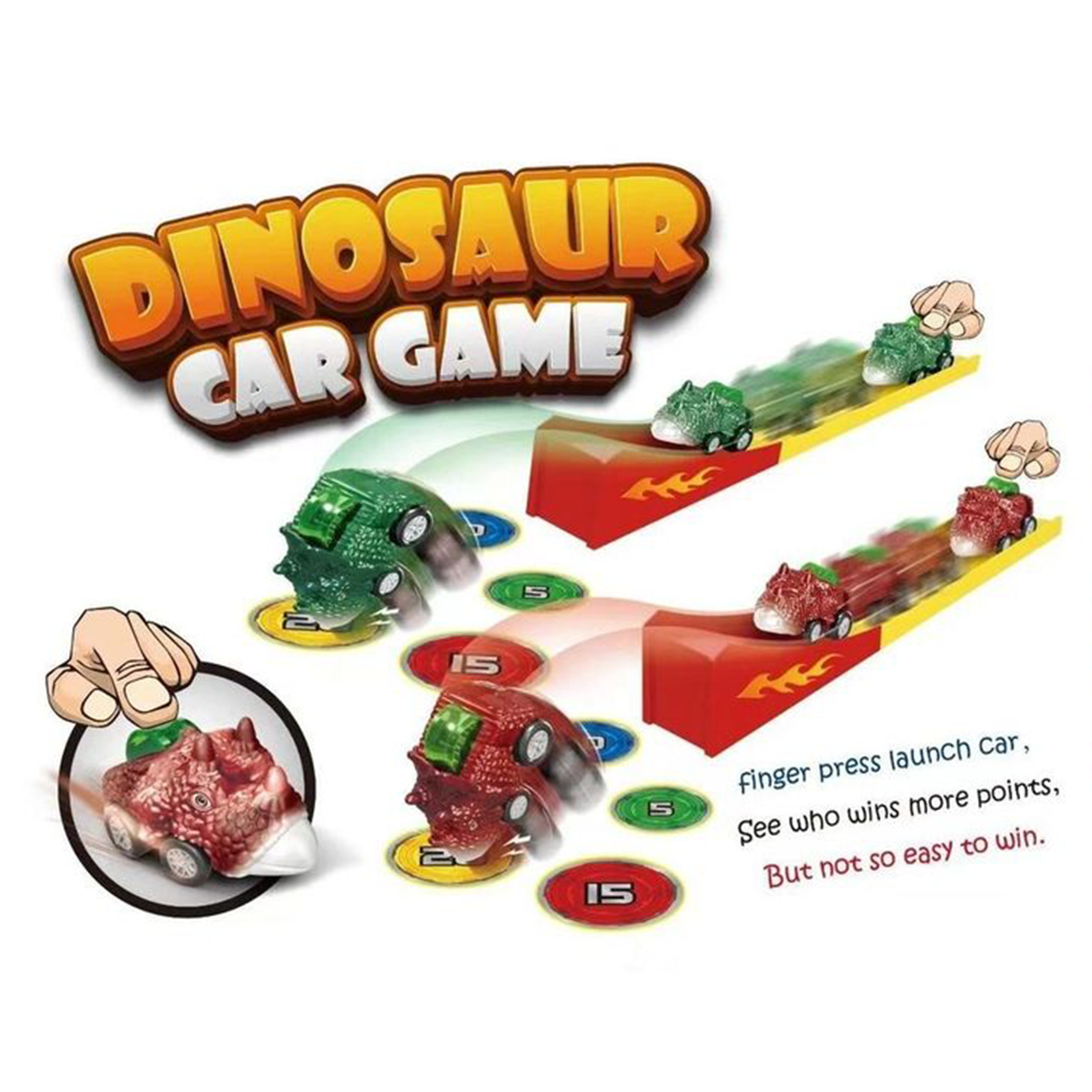 Dinosaur Launch Car Game Play Set Finger Press Launch Cars