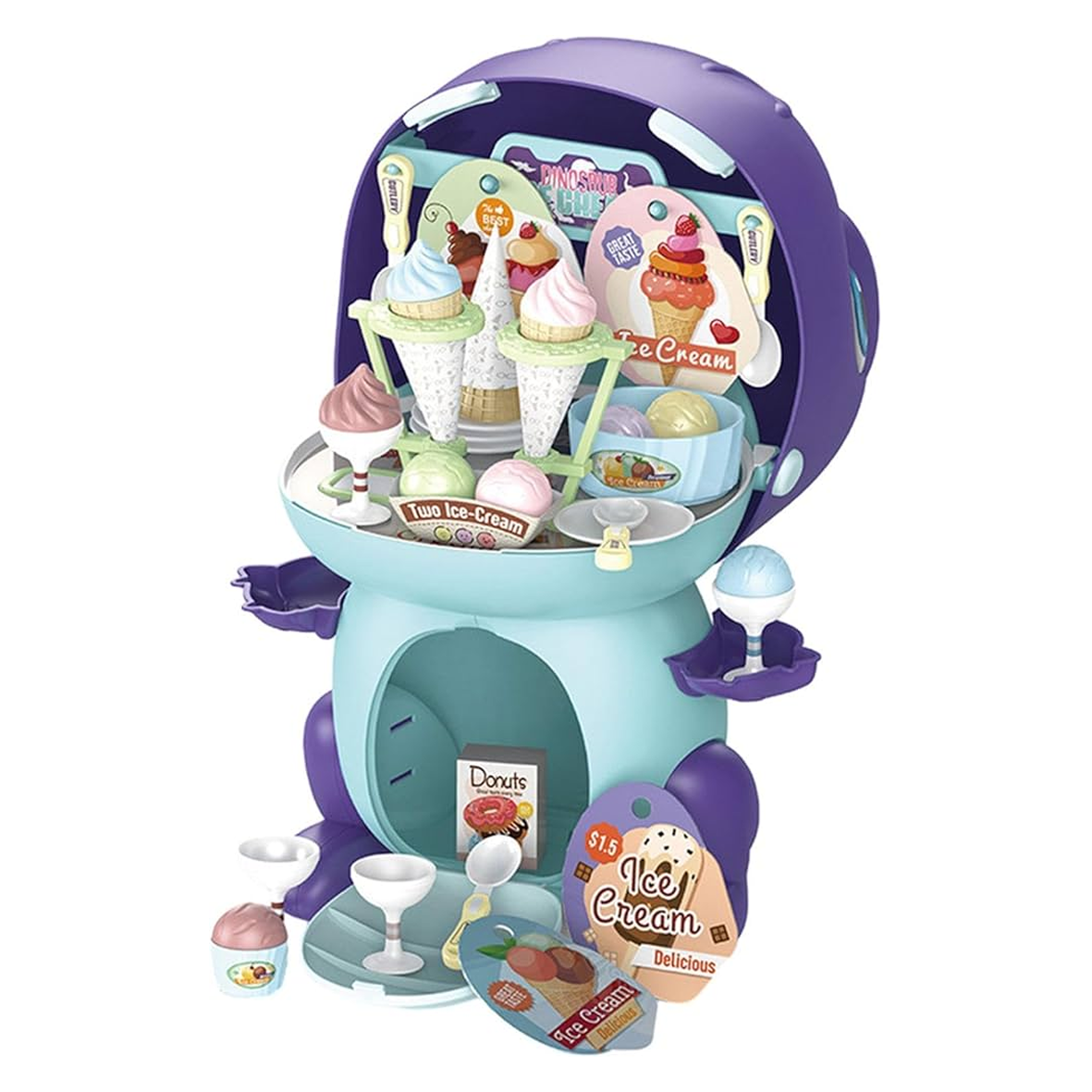 Dinosaur 2 In 1 Playset - Ice Cream Shop 44 Pieces