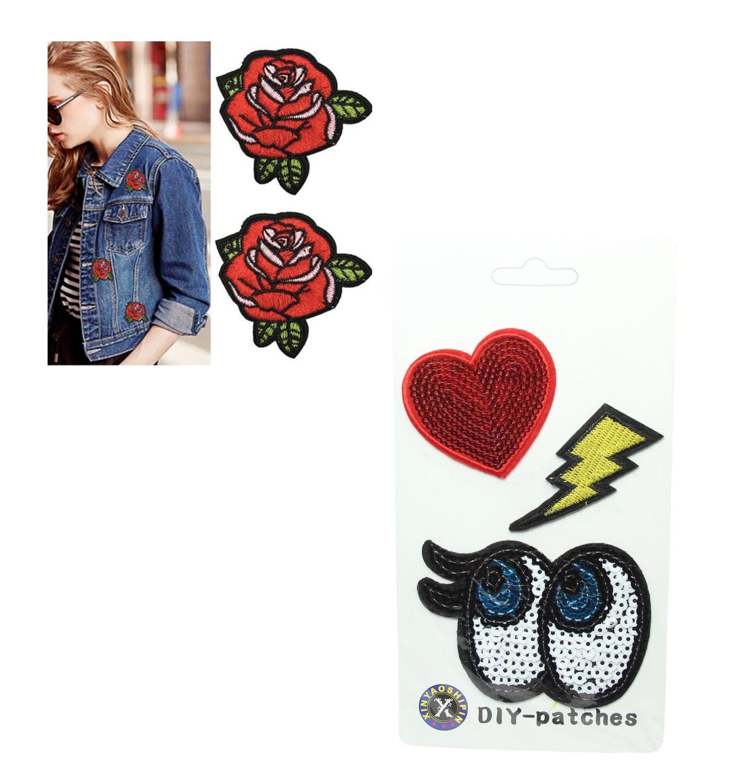 Embroidered / Sequinned Iron on Clothes Patches Set  Assorted Designs 5433