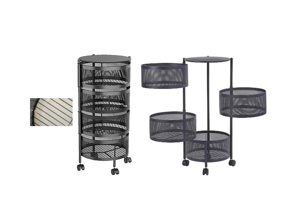 Metal Mesh 4 Tier Multi Purpose Organiser with Wheels 31 x 30.5 x 72.5 cm Black DL1001
