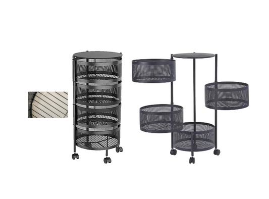 Metal Mesh 4 Tier Multi Purpose Organiser with Wheels 31 x 30.5 x 72.5 cm Black DL1001