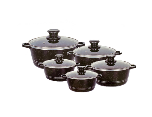 Delight Non-Stick Die-Cast Casserole Pan Set of 10 20 - 32 cm Black DL9018B
