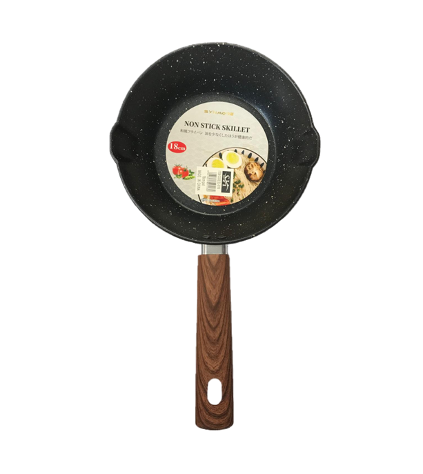 Non Stick Frying Pan with Wooden Print Handle 18cm Speckled Back DL9116