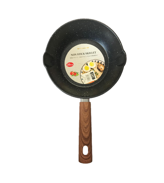 Non Stick Frying Pan with Wooden Print Handle 20cm Speckled Back DL9117