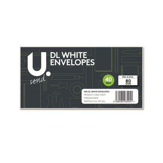 DL White Envelopes 40 Pack P2209