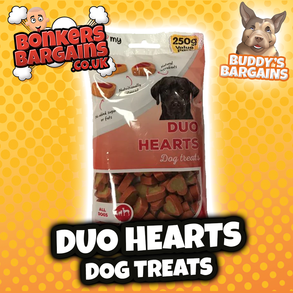 Pet Dog Duo Heart Treats 250g Flow Pack 76421 (Parcel Rate)