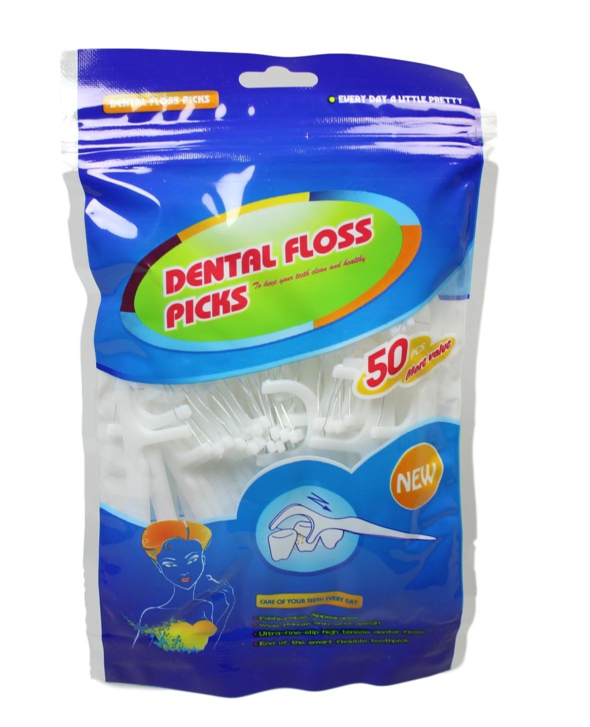 Smart Fle x ible Dental Floss Picks Care And Cleaner Teeth Ultra Fine Strip 50 Packs
