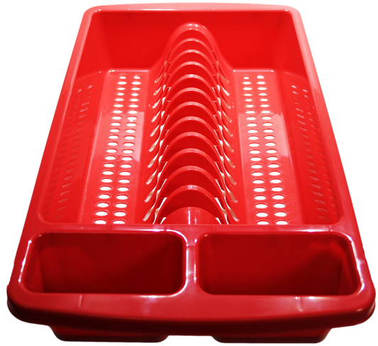 Dish Drainer Red Cups Plates Cutlery 48 x 27 x 9 cm PLU314815