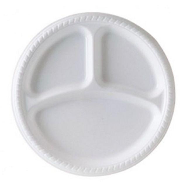 10'' Disposable White Plastic Divider Plate Pack Of 8