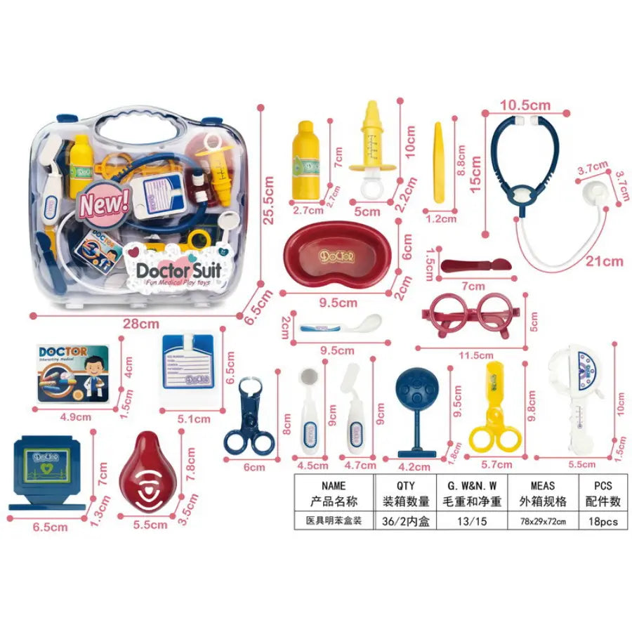 Doctors Set Carry Case - Complete Set Pretend Play - Blue