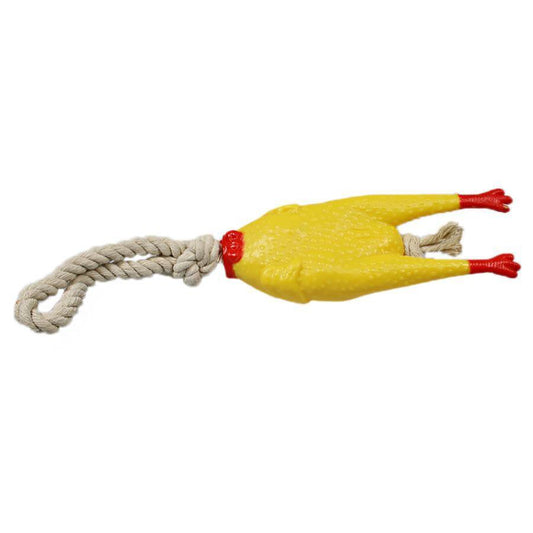 Pet Dog Toy Squeaky Chicken with Rope 4990 A