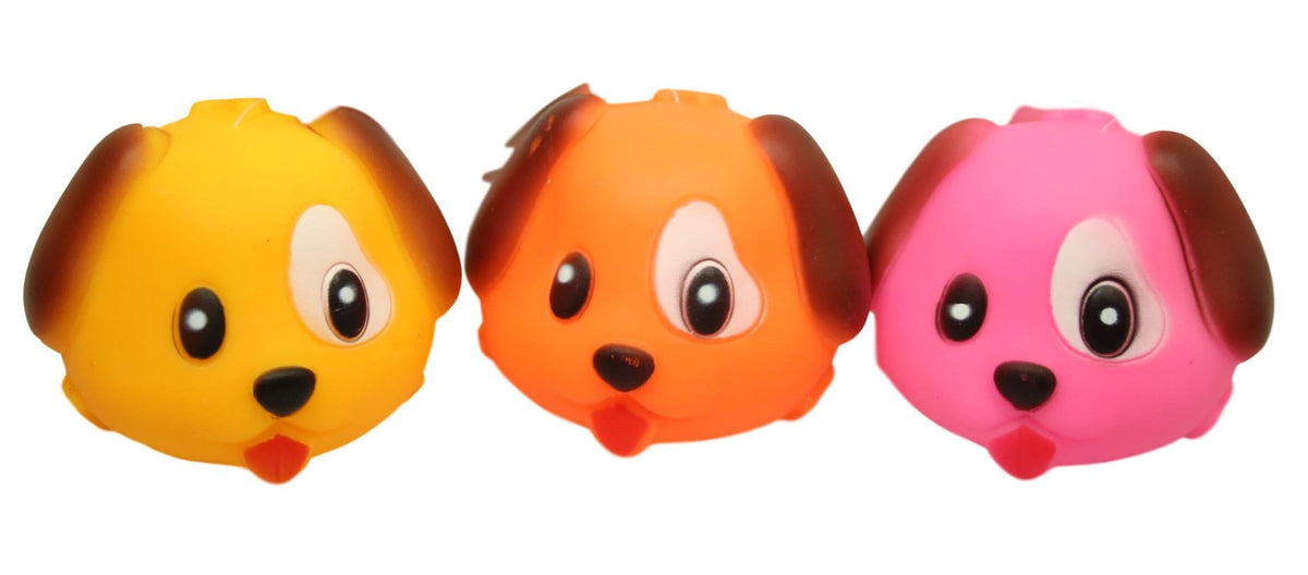 Pet Dog Toy Squeaky Dog Head Ball Assorted Colours