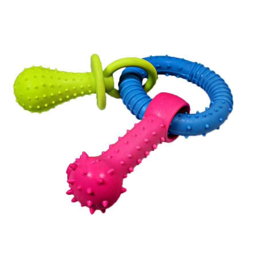 Pet Dog Chewing Toy Dummy Ring With Bone Assorted Colours