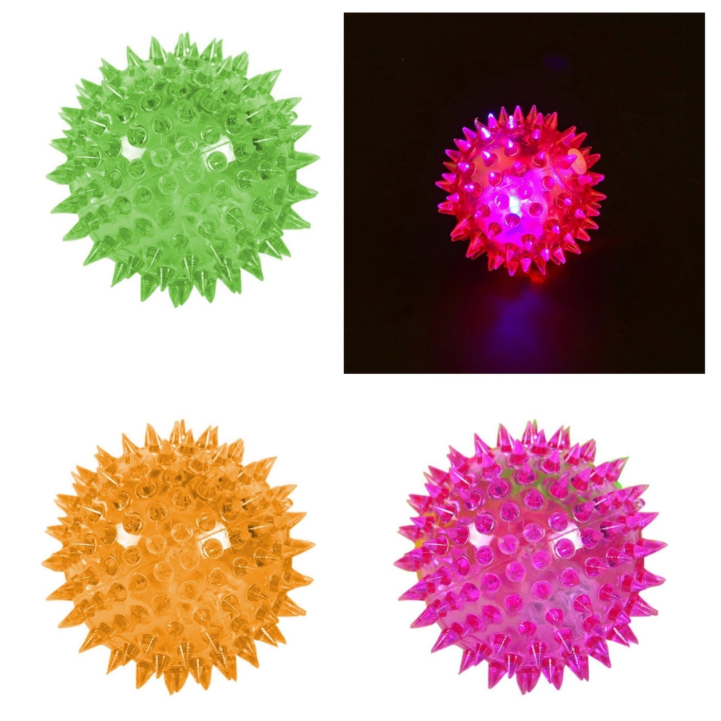 Pet Dog Flashing Light Up Spikey LED Ball Assorted Colours 0059