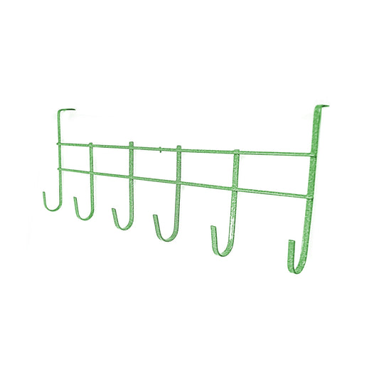 Metal Door Hanging Rack Storage 6 Hooks 45 cm Assorted Colours 0716