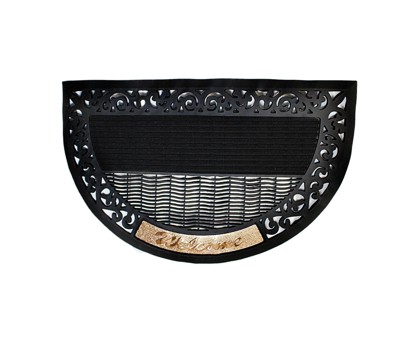 Half Circle Doormat Gold Metal Welcome Design Assorted Colours 0478 A