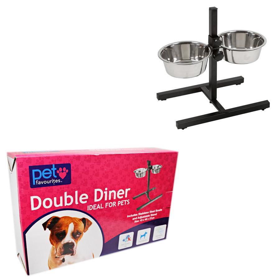Pets Double Diner 2 Bowl Stand Adjustable Anti Splash Clip ST1698 / TWL1529