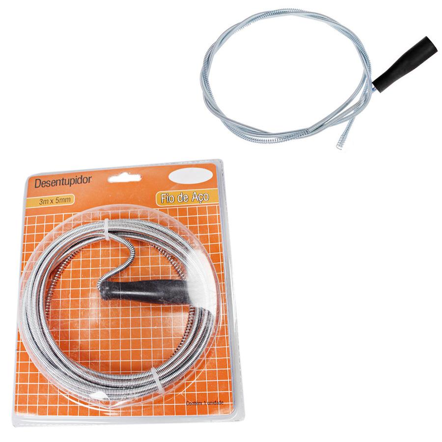 Metal Sink & Drain Cleaner Spring Wire Waste Pipe Cleaner DIY Home 3m x 5mm 0624
