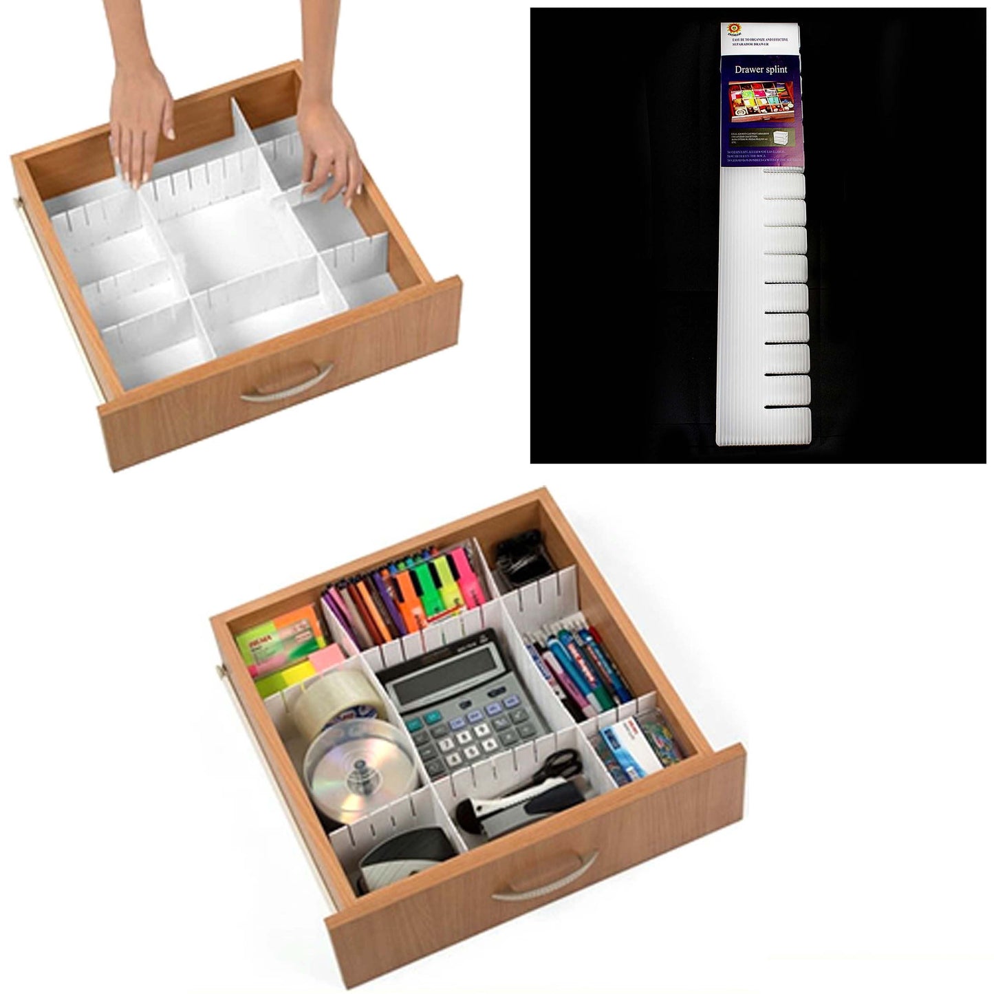 Plastic Storage Draw Divider Organiser Pack of 3 4229