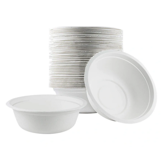 Disposable Compostable Eco-Bio Bagasse Sugarcane Bowls 12oz Pack of 50 EC0102