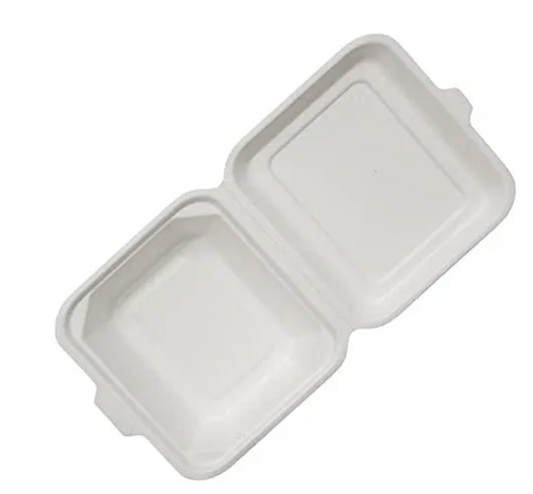 Disposable Compostable Eco-Bio Bagasse Sugarcane Clamshell Burger Box EC0966