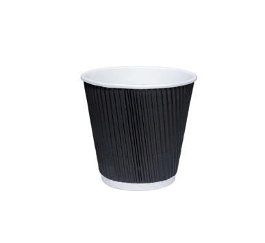 Black Ripple Paper Coffee Tea Cups 4Oz 120Ml Pack Of 25