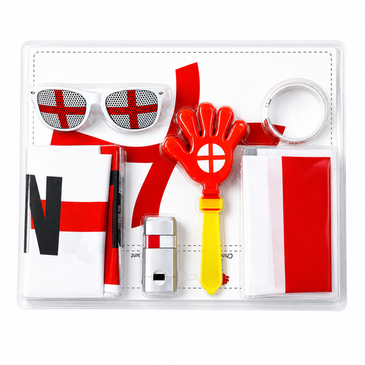 England World Cup Fan Pack includes Flag, Glasses, Scarf, Face Paint, Clapper