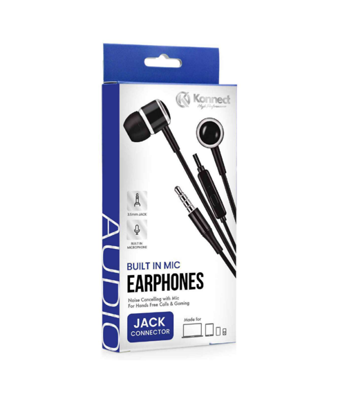 Konnect Wired Earphones with Built in Mic Jack to Jack Connector EHPJ