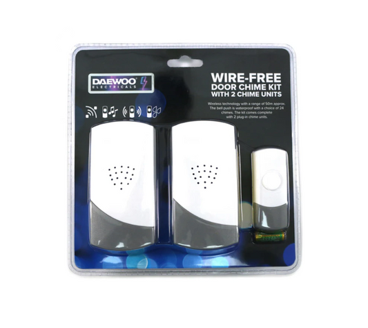 Daewoo Wire-Free Door Bell Chime Kit with Two Chime Units ELA1162 A
