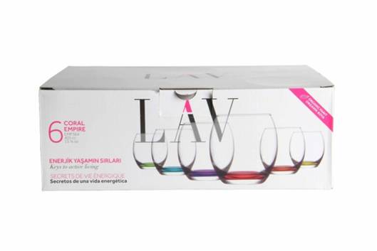 Empire Whiskey Drinking Glasses 405cc Set of 6 Coloured Glass EMP364PT0