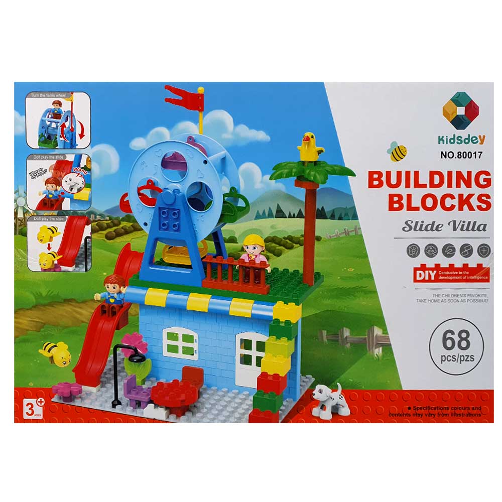 Building Blocks Slide Villa 68 Piece Set