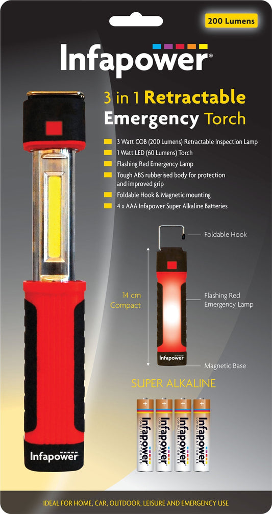 3 In 1 Retractable Emergency Torch Diy Home